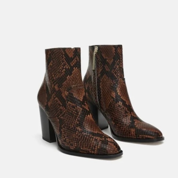 Zara brown snake skin booties brand new never worn - Picture 2 of 6